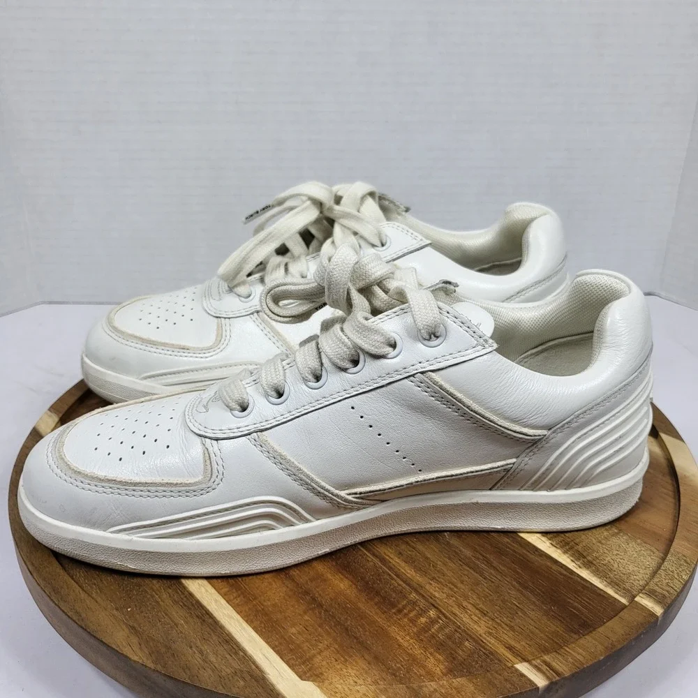 Tory Burch Sneakers Womens 5.5 White Excellent Leather Low Top Logo 152959
